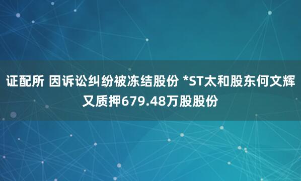 证配所 因诉讼纠纷被冻结股份 *ST太和股东何文辉又质押679.48万股股份
